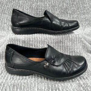 Rockport Cobb Hill Paulette Black Leather Slip-On Loafer Flat Shoe Size 8.5